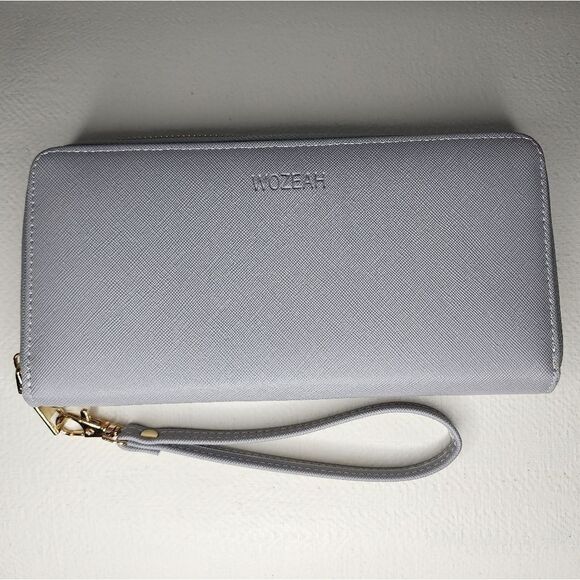 WOZEAH Blocking PU Leather Zip Around Wallet Clutch Large Travel - Picture 1 of 5